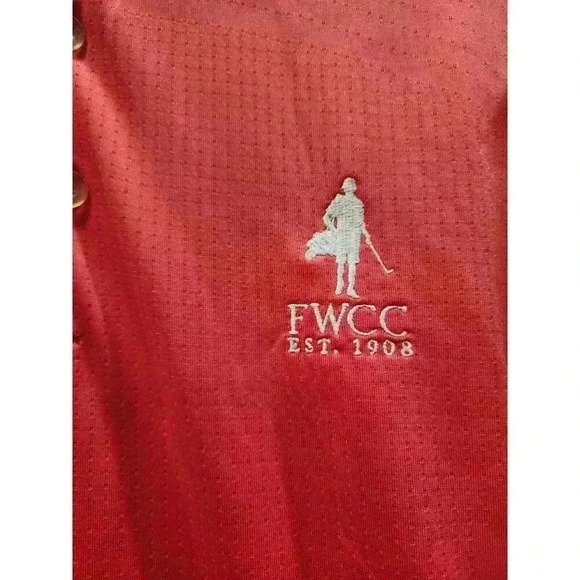 Nike Golf Dri-Fit Shirt Mens Large Red Short Sleeve Polo Polyester - Picture 3 of 7